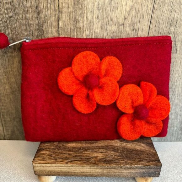 Felted Wool Coin Purse Wallet Key Holder Purse Charm New FAST SHIP - Picture 1 of 4